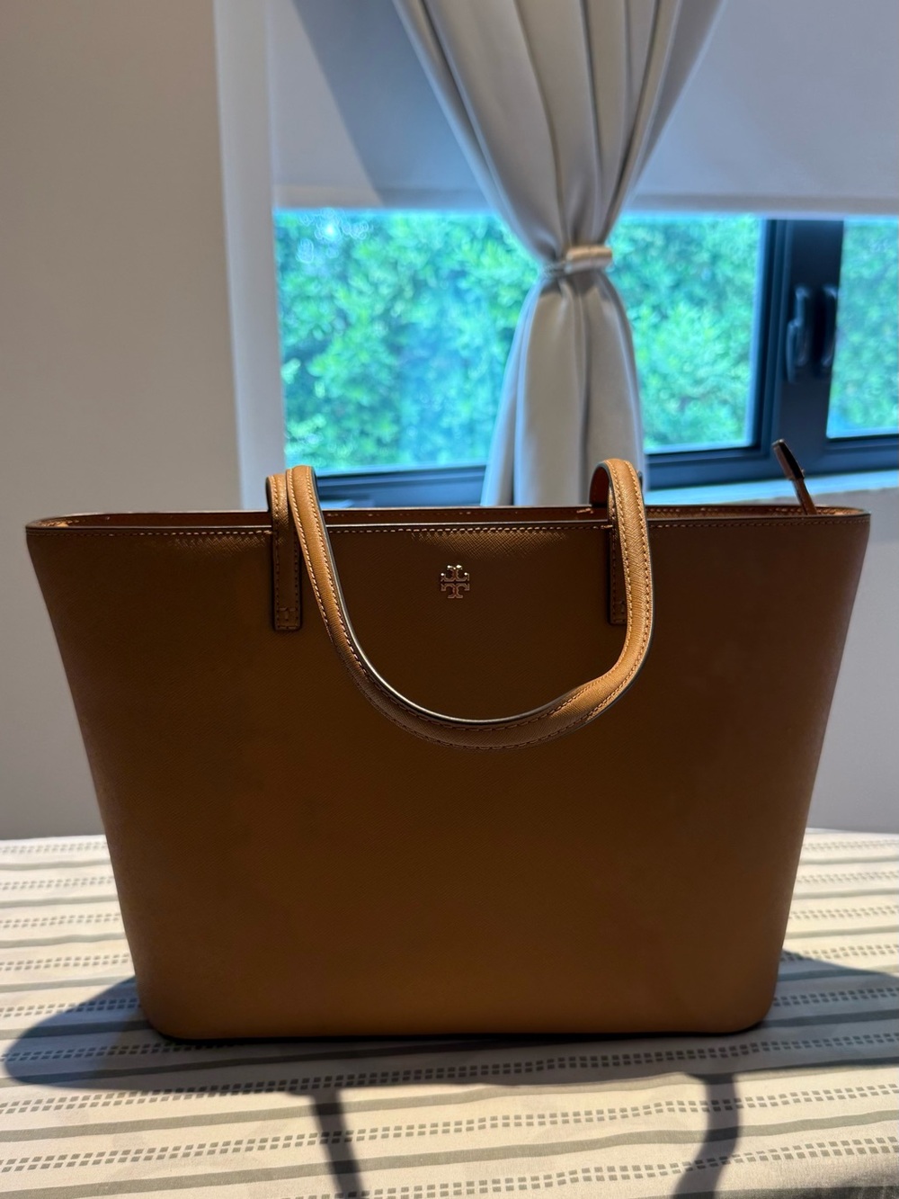 Tory Burch Tan Leather Tote with Top Handles